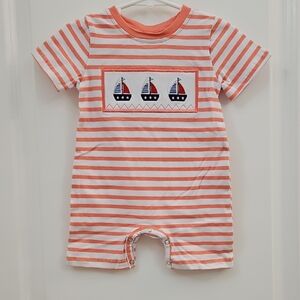 Source Unknown Orange and White Striped Bodysuit